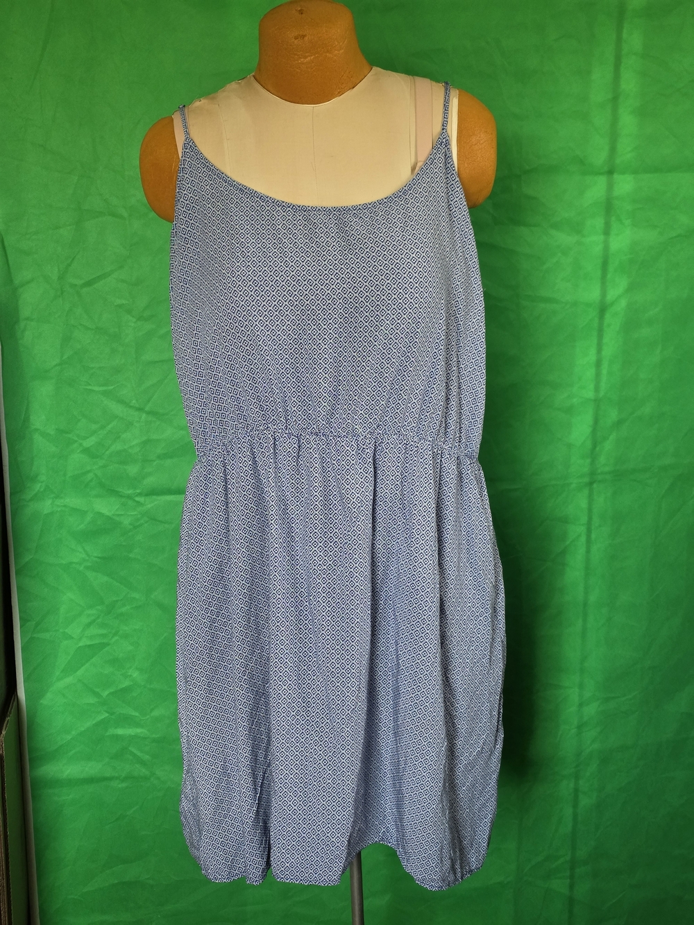 Old Navy Blue Geometric Rayon Sleeveless Dress XXL Sundress